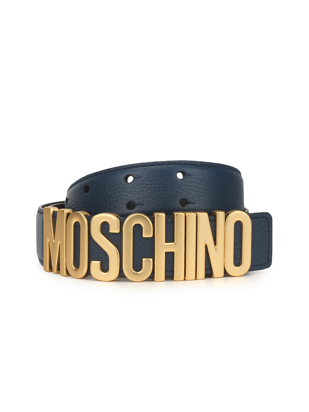 

MOSCHINO COUTURE Men Branded Plaque Buckle Leather Belt, Blue