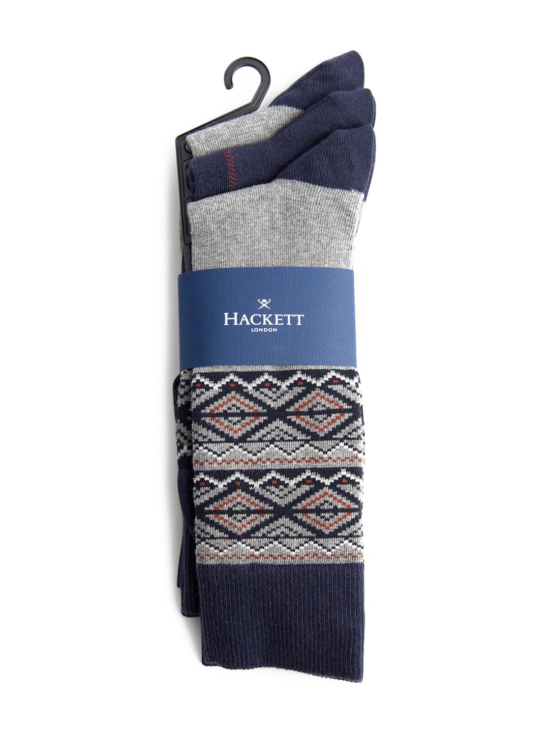 

HACKETT LONDON Men Patterned Calf Length Cotton Socks, Grey