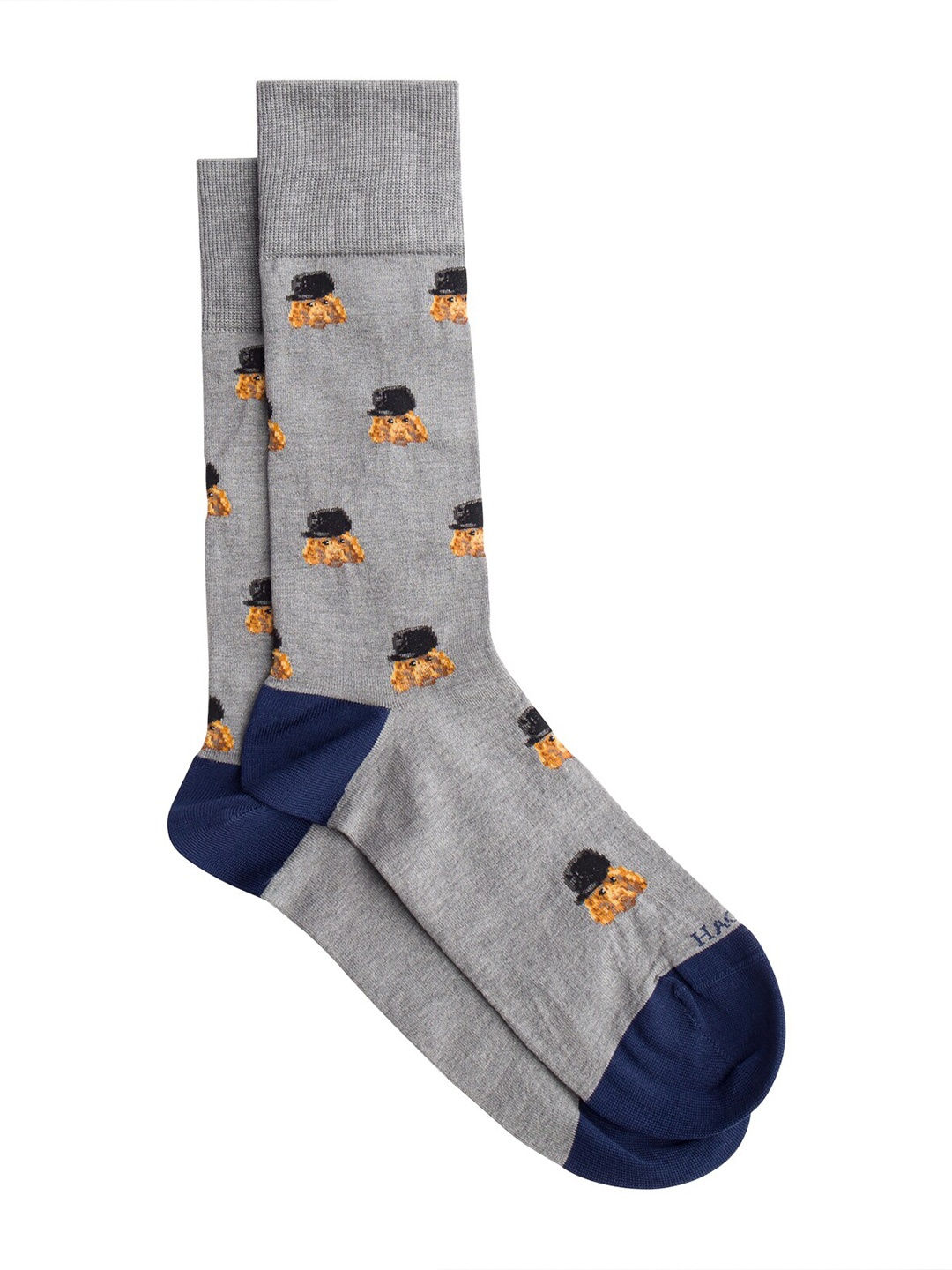 

HACKETT LONDON Men Printed Calf-Length Cotton Socks, Grey