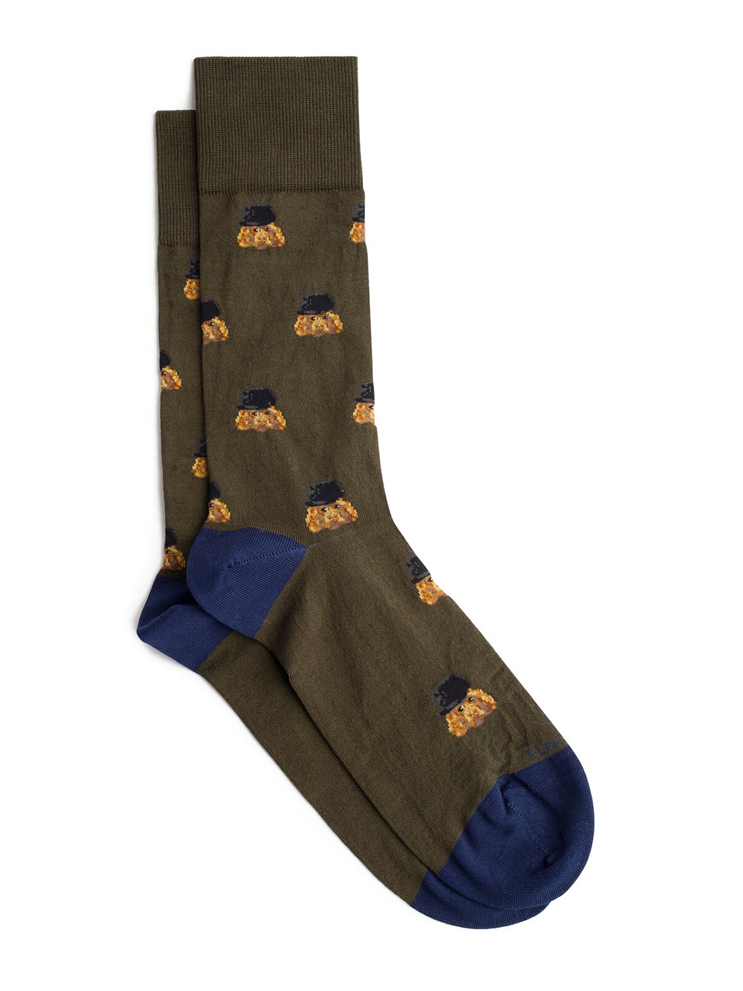 

HACKETT LONDON Men Patterned Calf-Length Cotton Socks, Brown