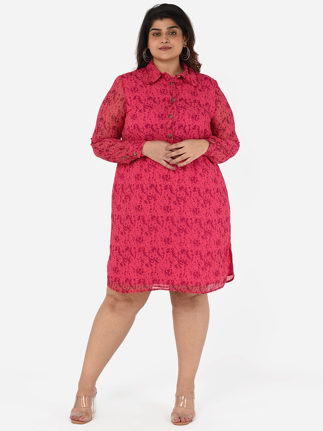 

Curvy Clan Crepe Shirt Dress, Fuchsia