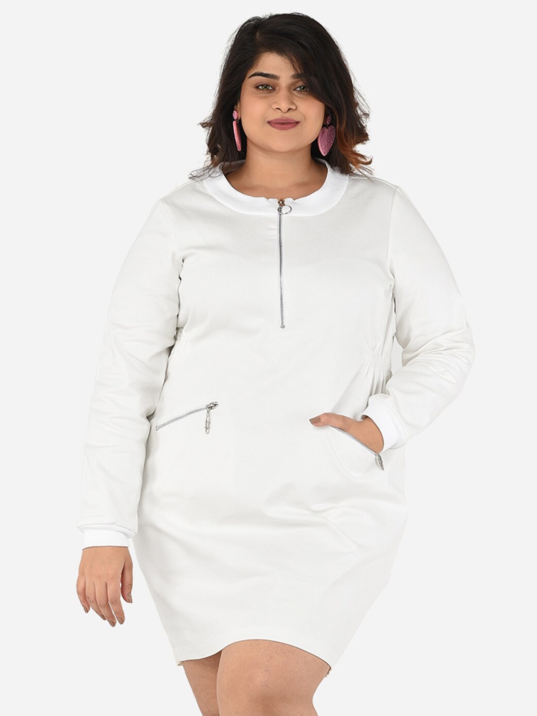

Curvy Clan Denim Sheath Mini Dress, White