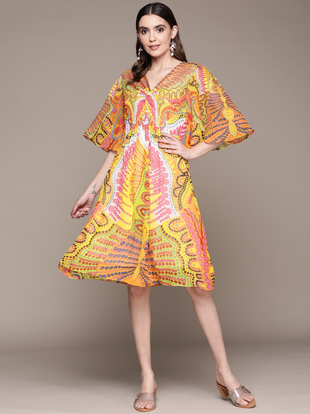 

Label Ritu Kumar Tribal Printed Empire Dress, Yellow