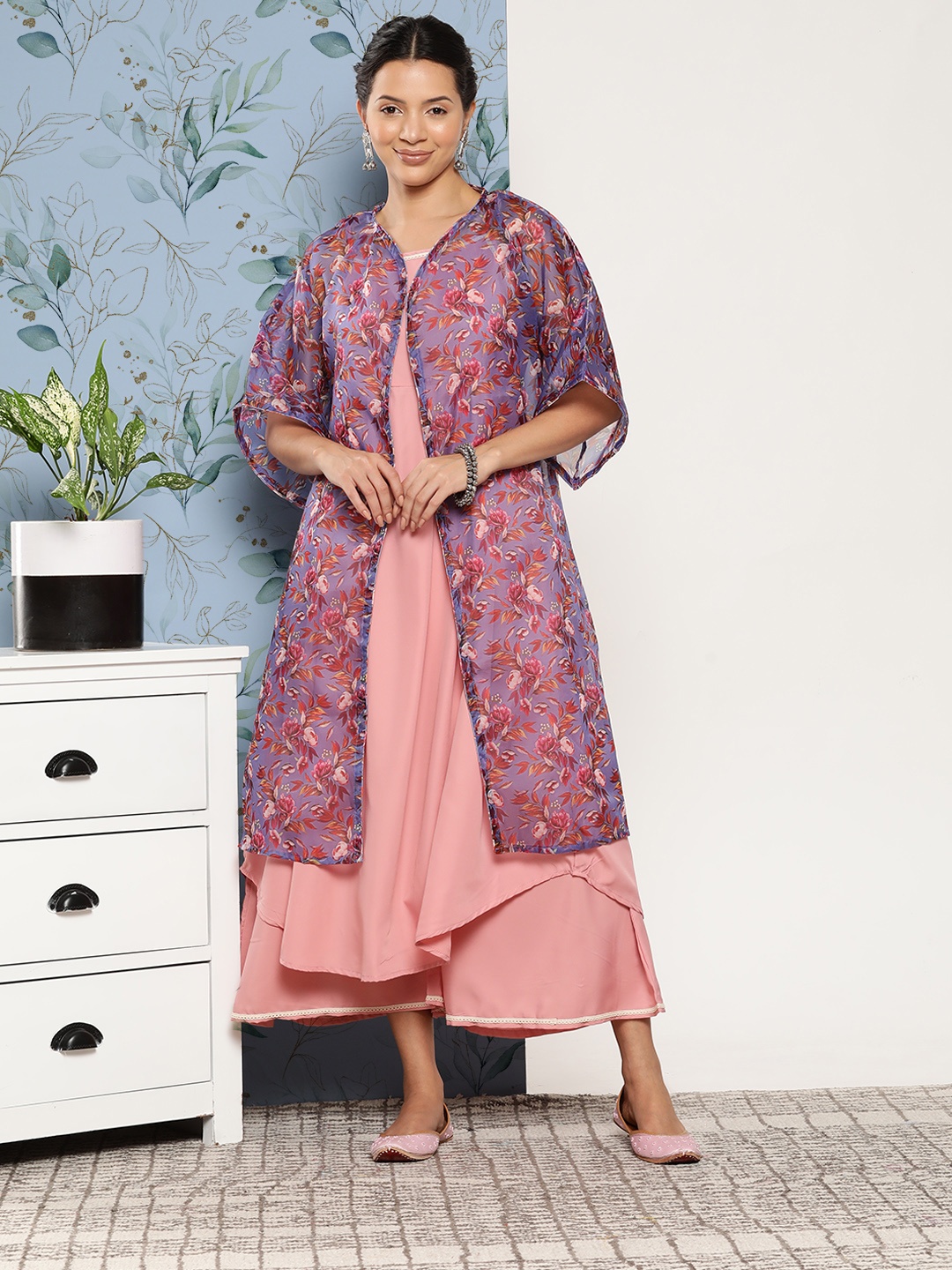 

InWeave Women Kurta With Palazzos & Jacket, Pink