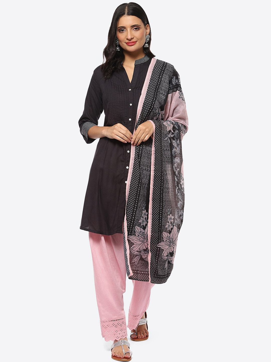 

Biba Women Kurta with Salwar & Dupatta, Black