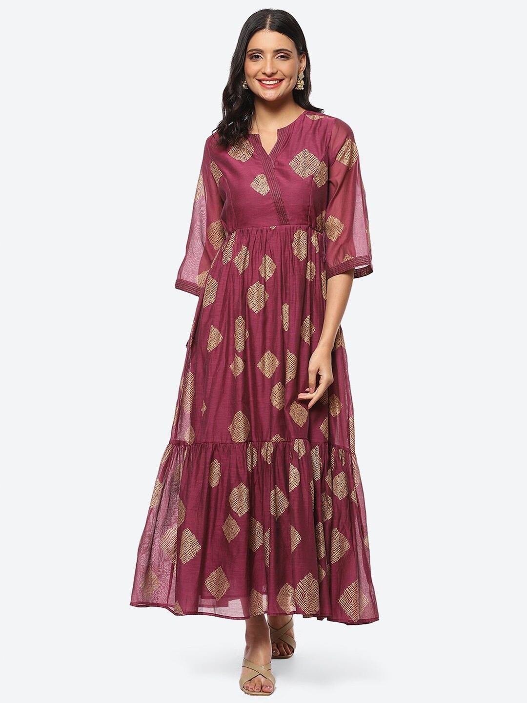 

Biba Rust Ethnic Motifs Maxi Dress