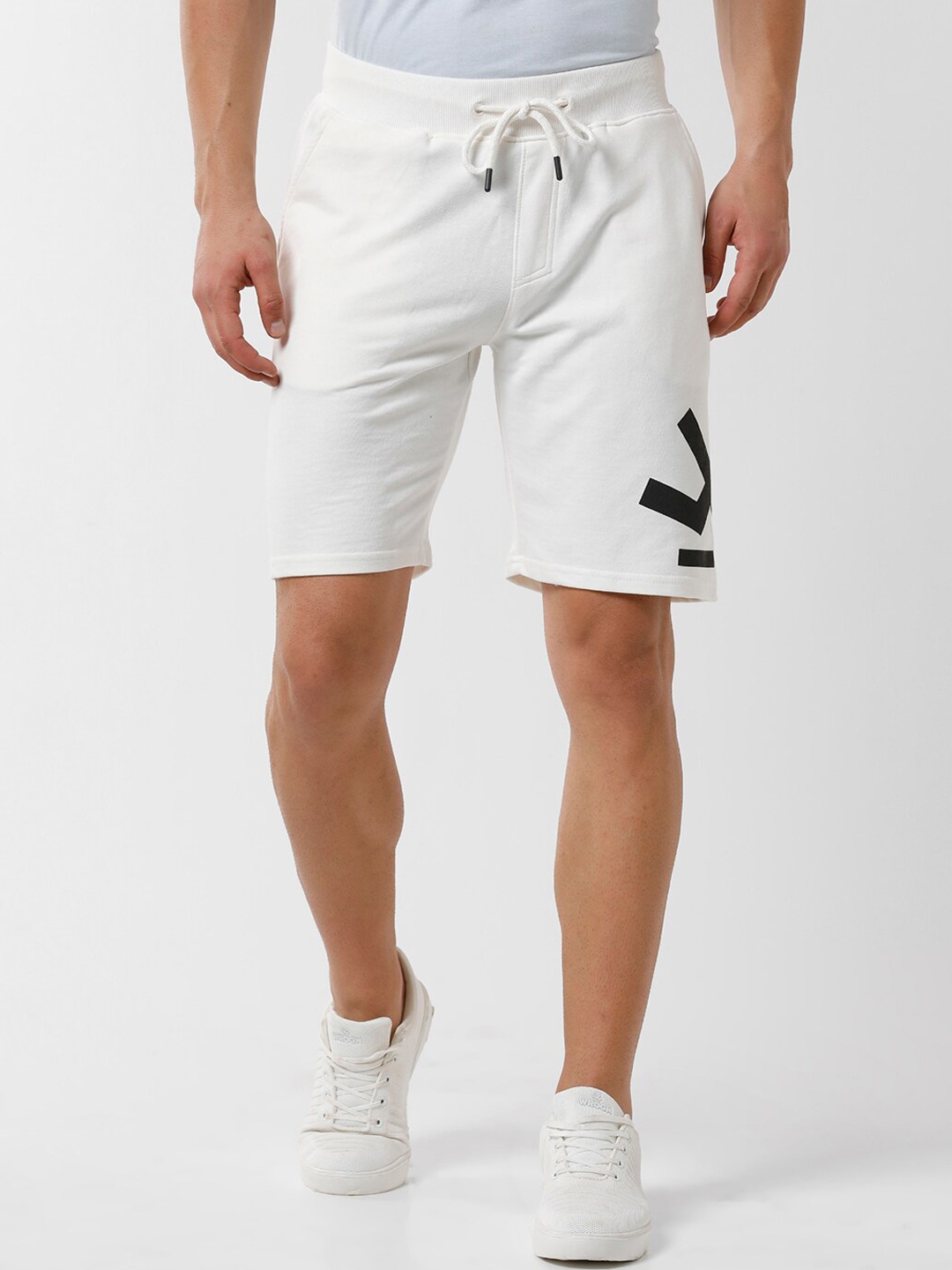 

WROGN Men Cotton Printed Slim Fit Shorts, White