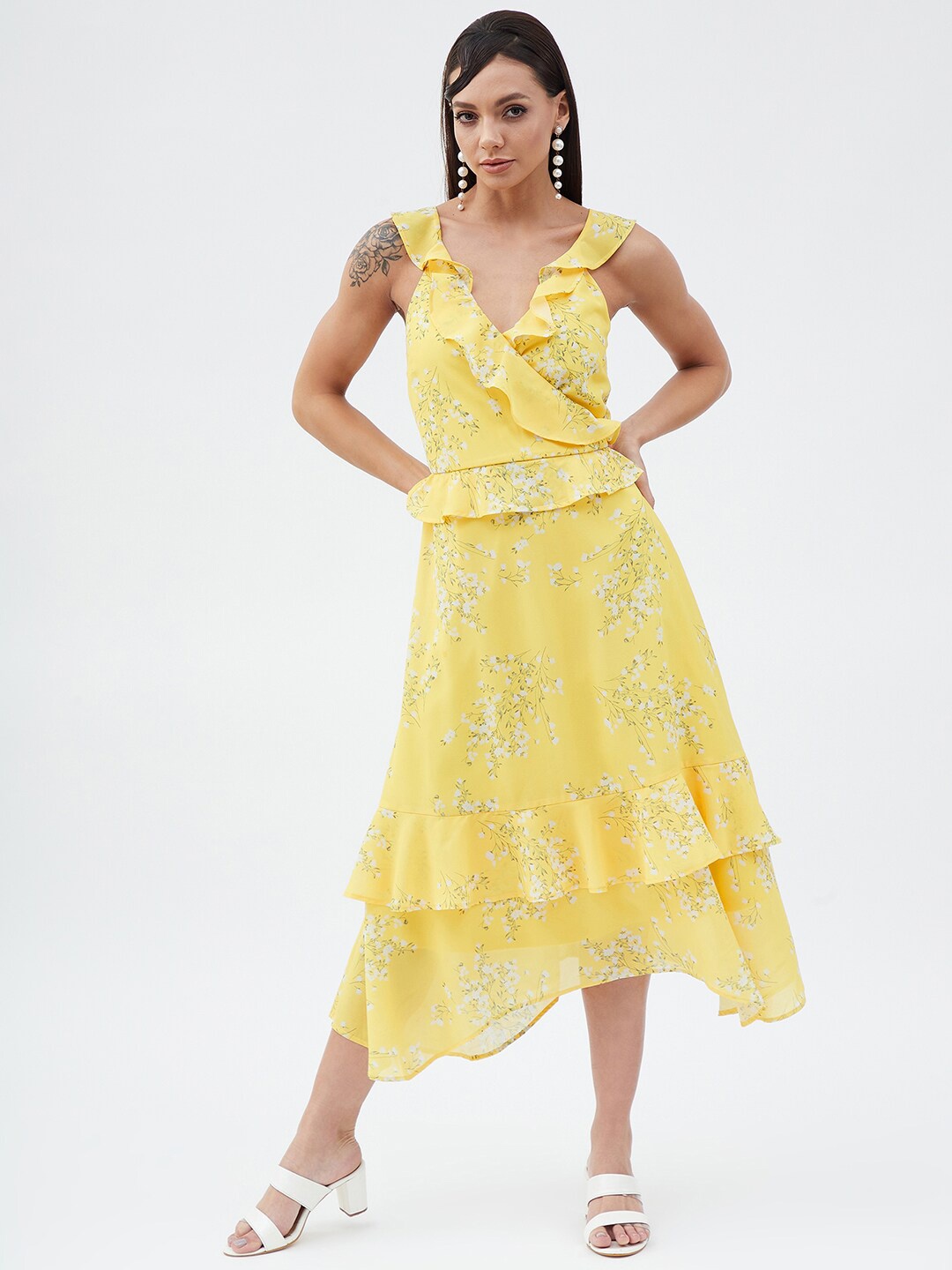 

Harpa Floral Georgette Midi Dress, Yellow