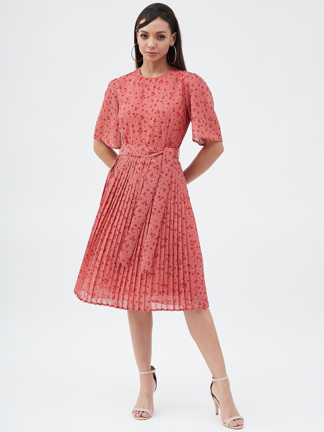 

Harpa Floral Georgette Dress, Coral