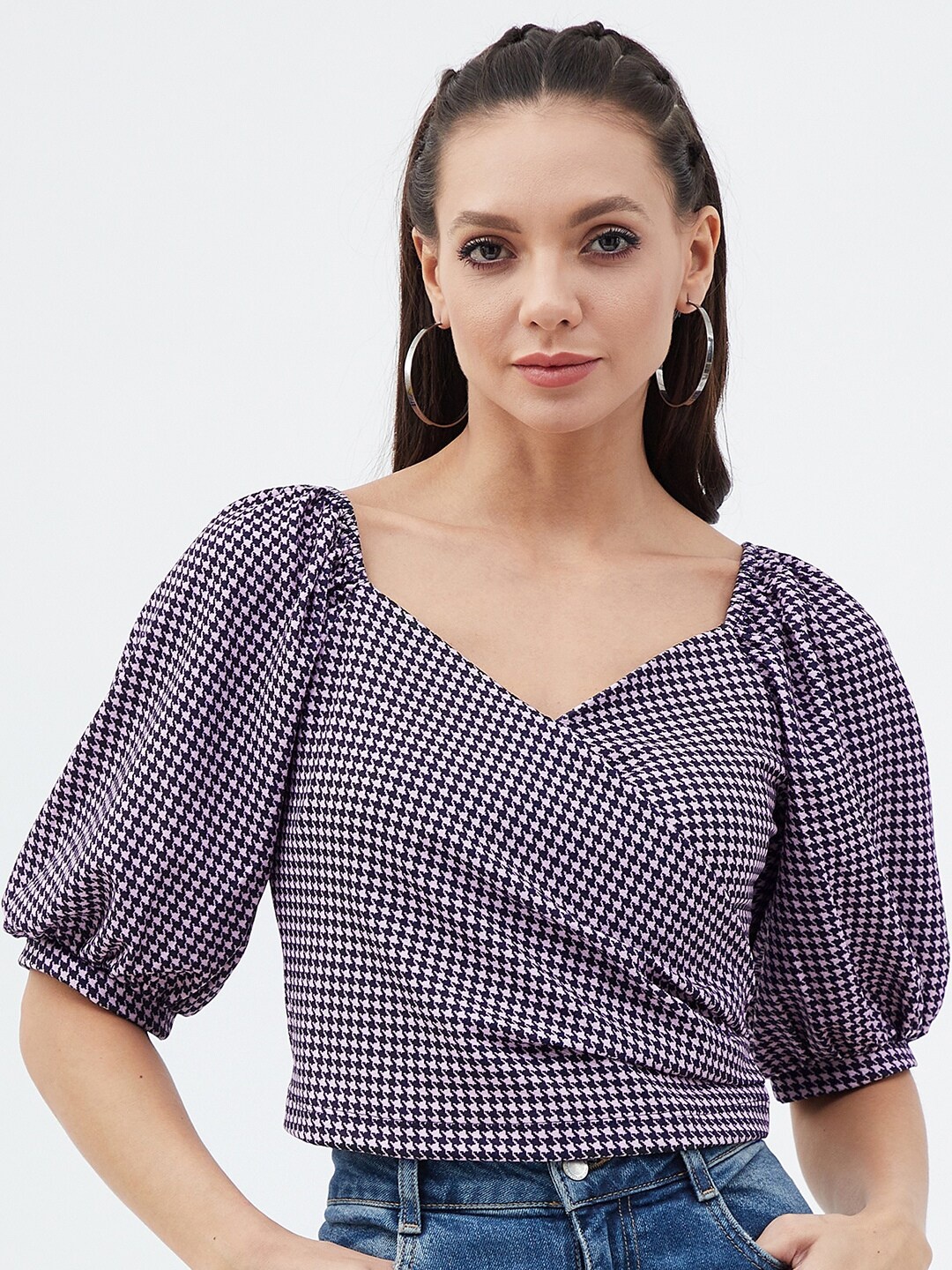 

Harpa Abstract Printed Crop Top, Purple