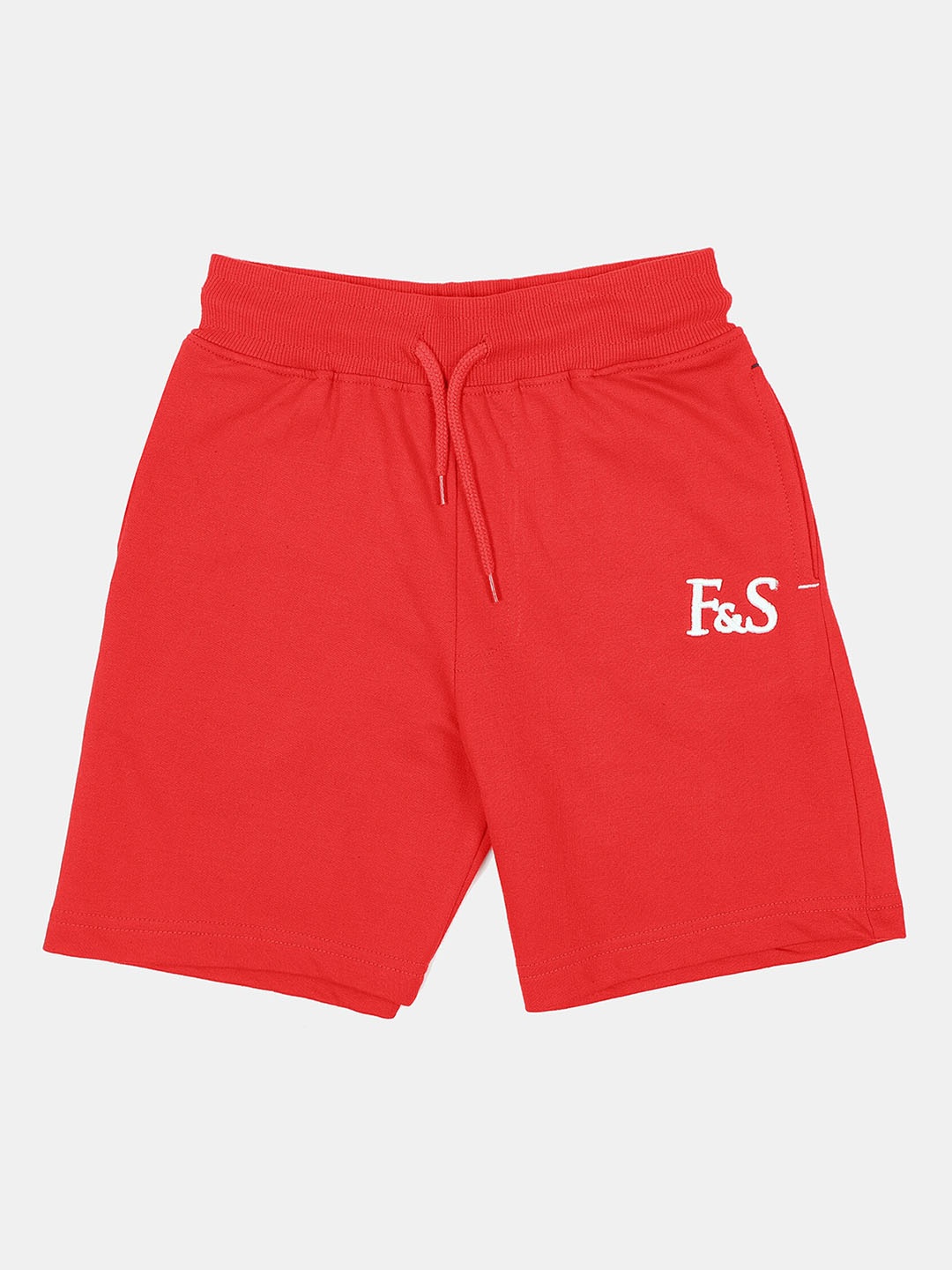 

F&S Boys Mid-Rise Pure Cotton Sports Shorts, Red