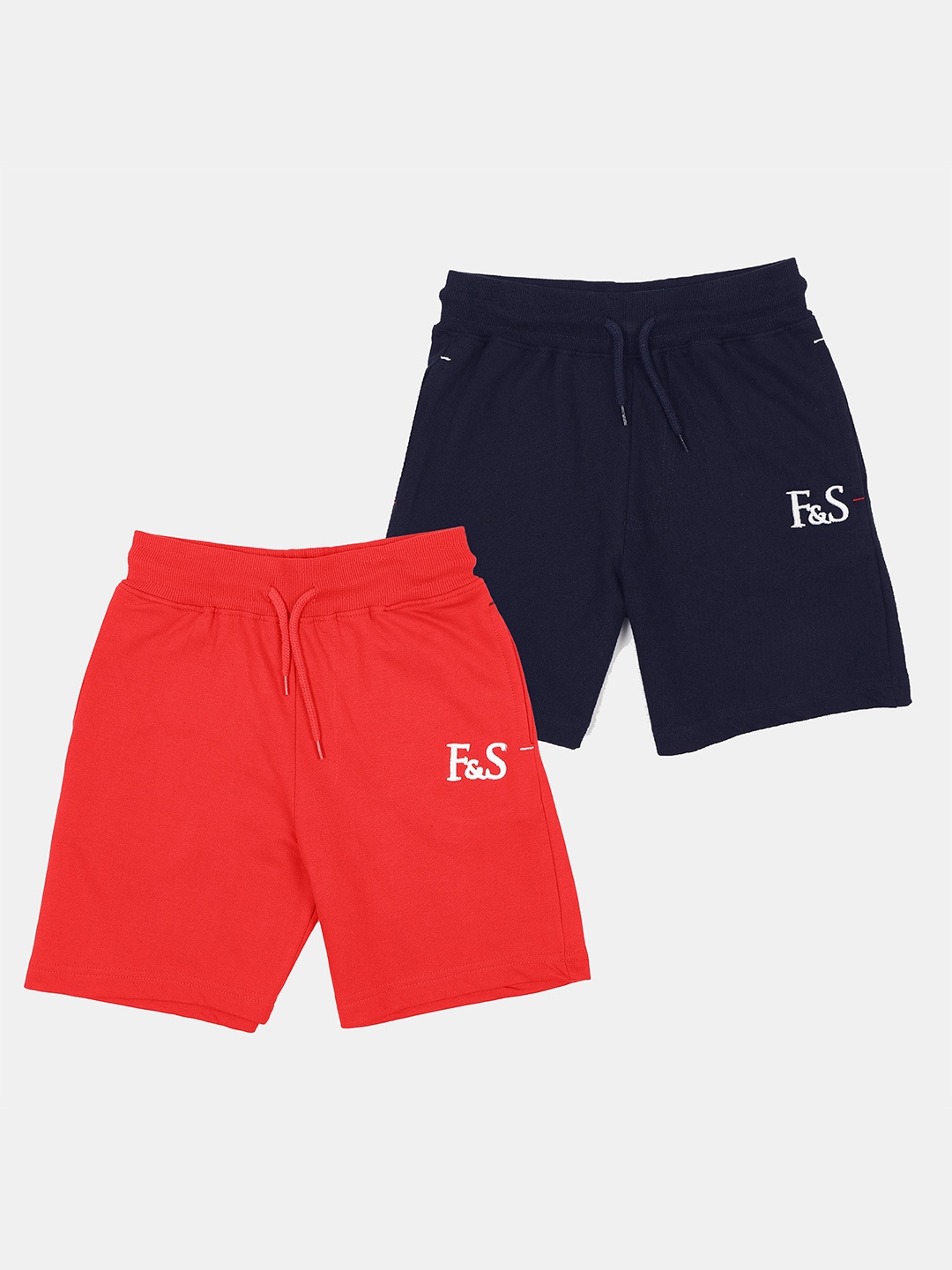 

F&S Boys Pack Of 2 Pure Cotton Mid-Rise Shorts, Red