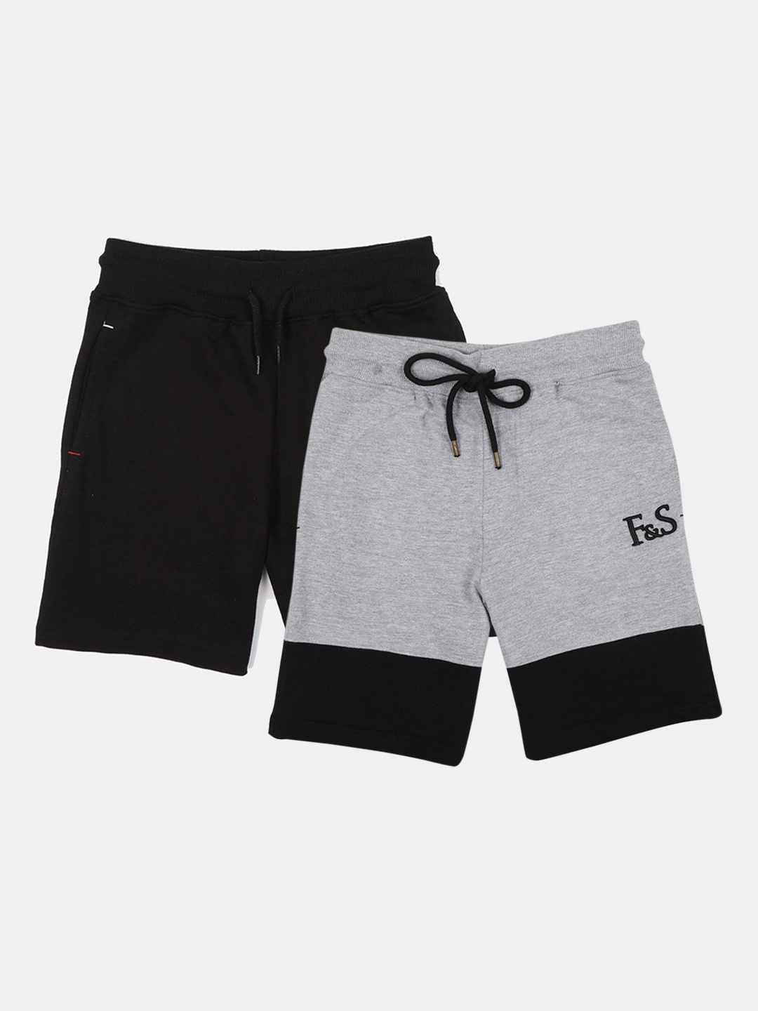 

F&S Boys Pack Of 2 Pure Cotton Shorts, Black