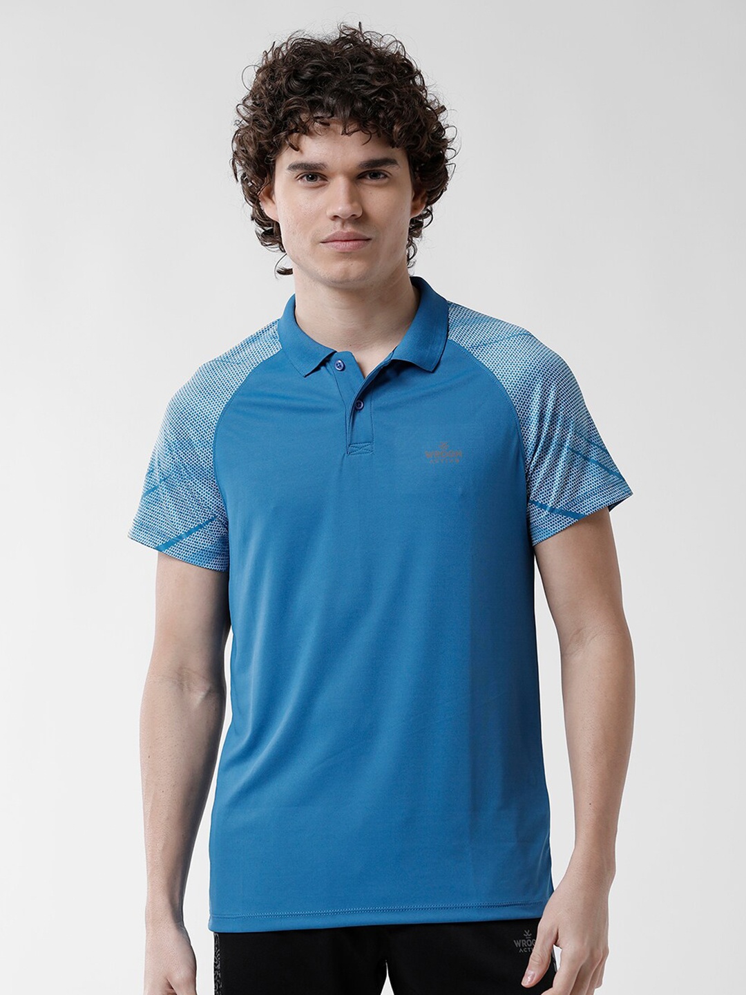 

WROGN Men Polo Collar Raglan Sleeve Pure Cotton T-shirt, Teal