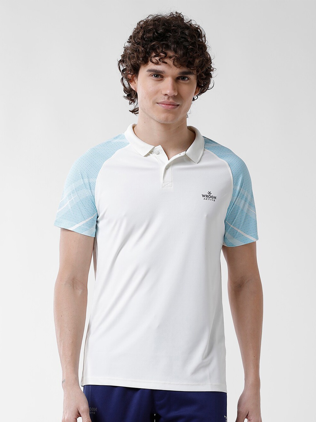 

WROGN Men Polo Collar Pure Cotton Slim Fit T-shirt, White