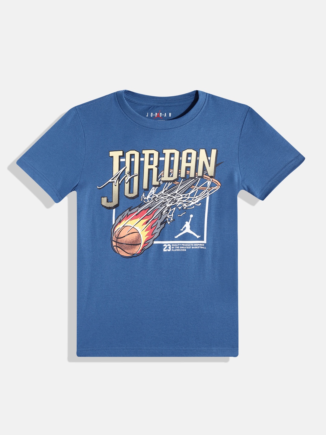 

Jordan Boys Typography Printed Fireball Dunk SS T-shirt, Blue