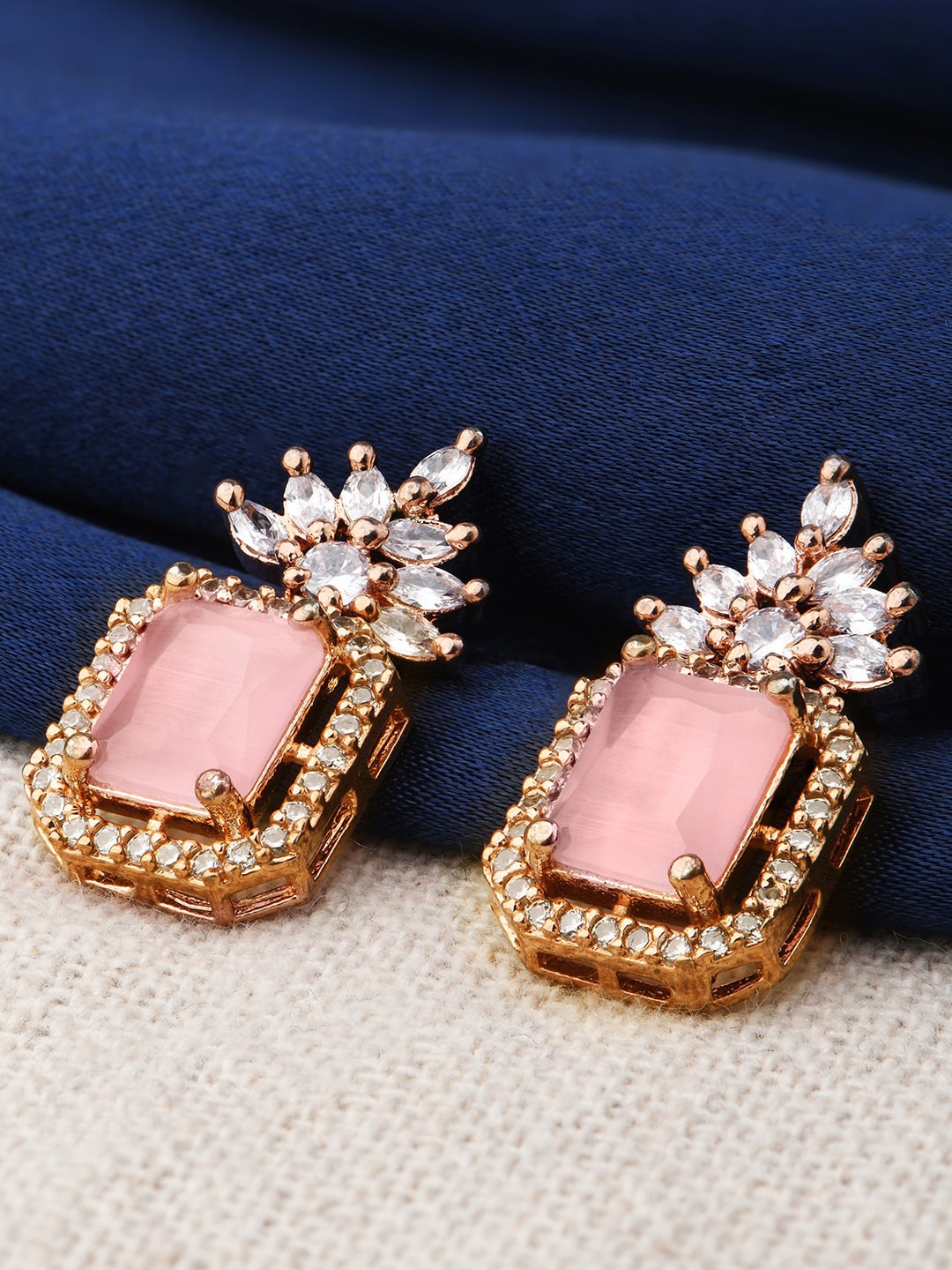 

Fida Gold Plated Geometric Studs Earrings, Peach