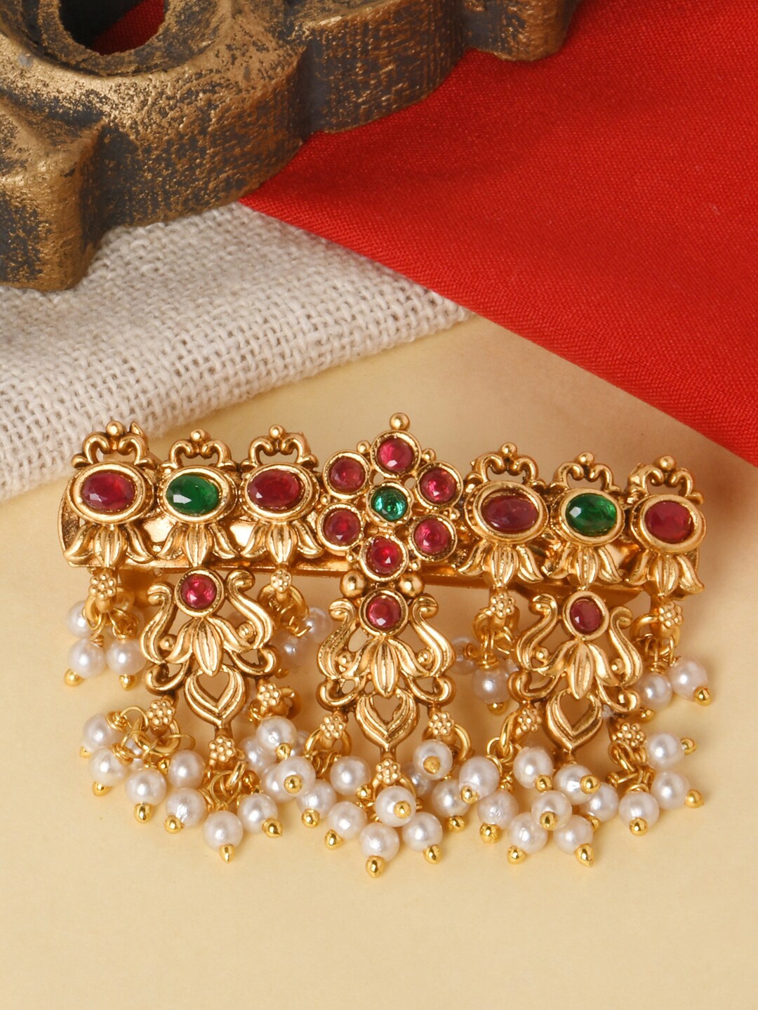 

Fida Women Gold-Plated Embellished French Barrette