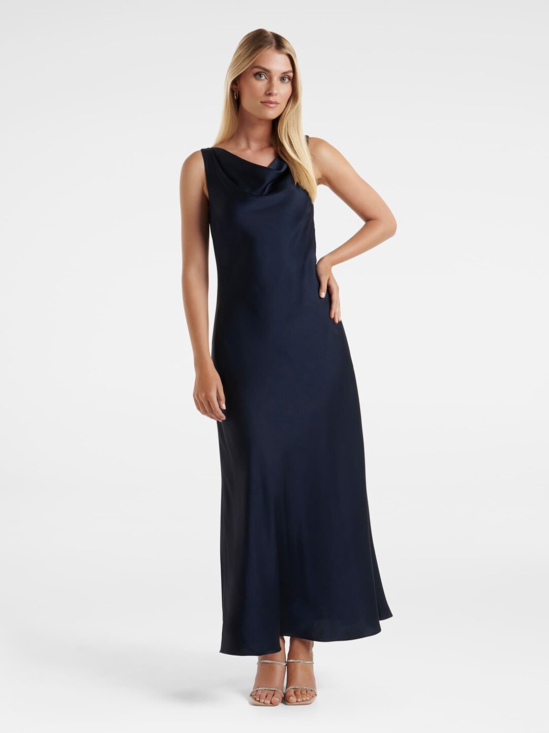 

Forever New Cowl Neck Satin Maxi Dress, Navy blue