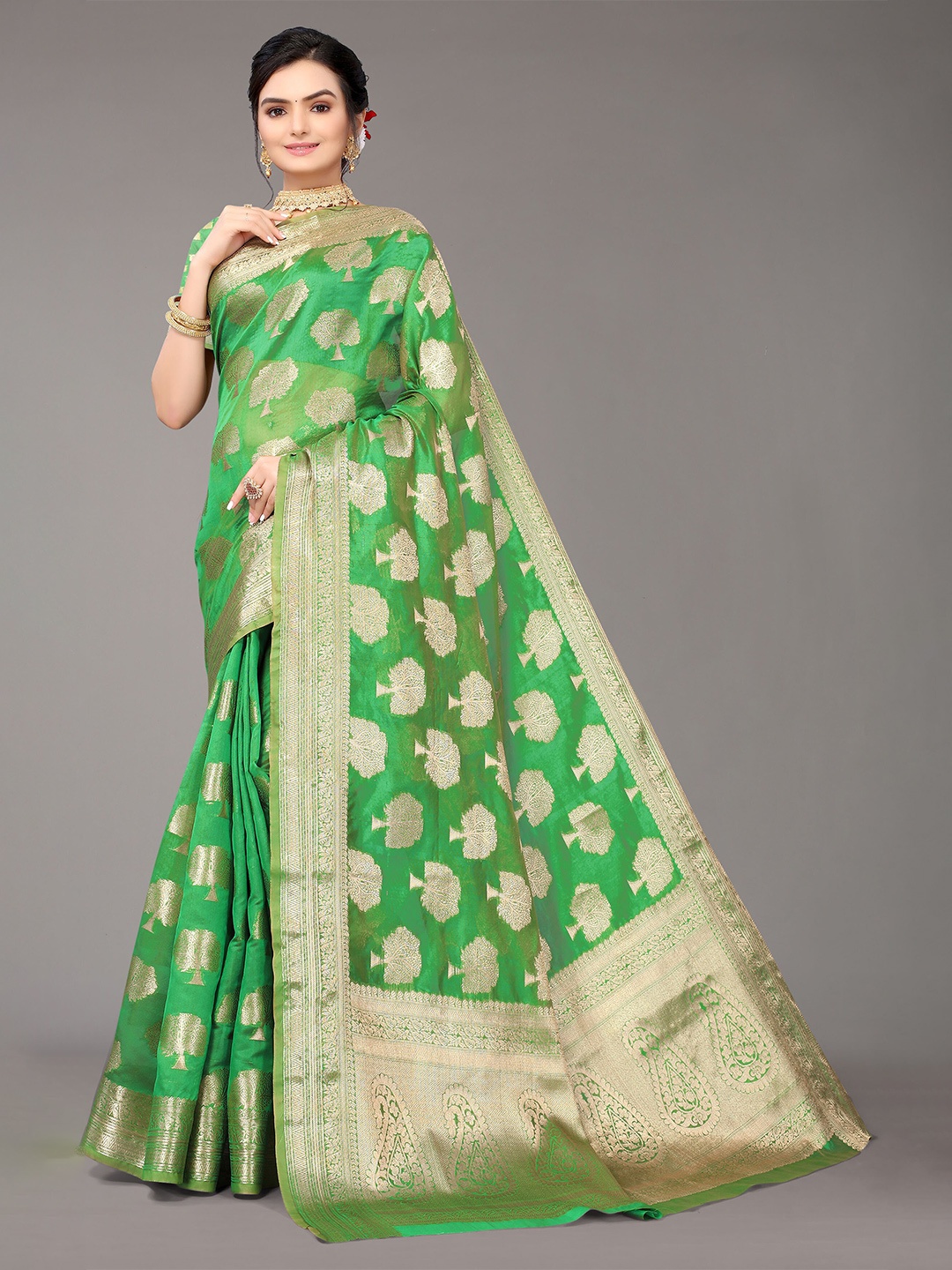 

Nimayaa Woven Design Zari Organza Saree, Green
