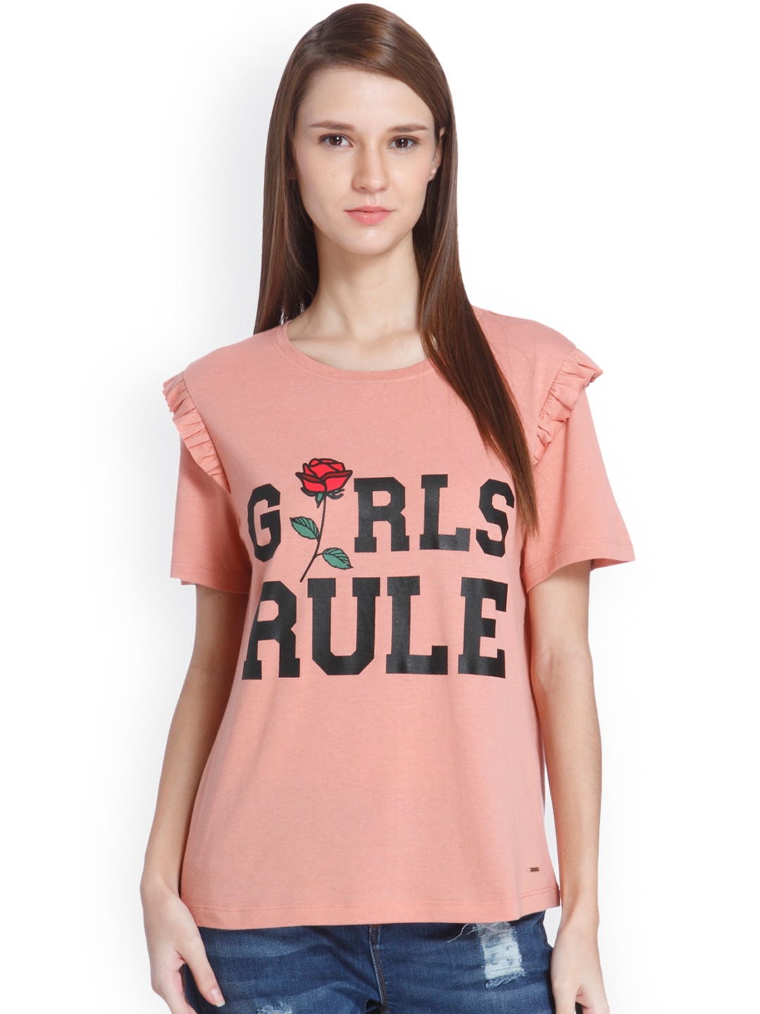 

ONLY Women Peach Printed Top