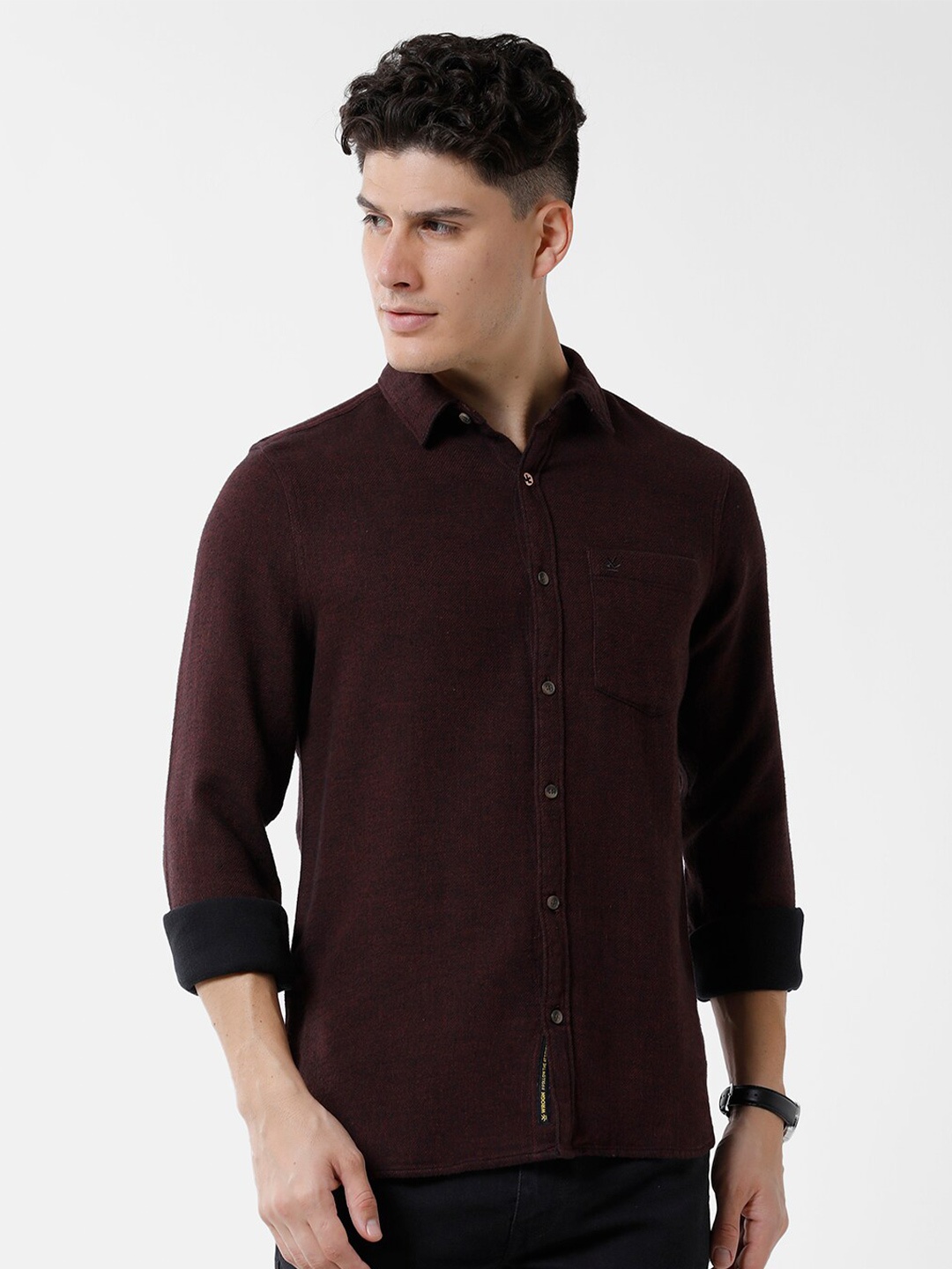 

WROGN Men Slim Fit Cotton Casual Shirt, Maroon