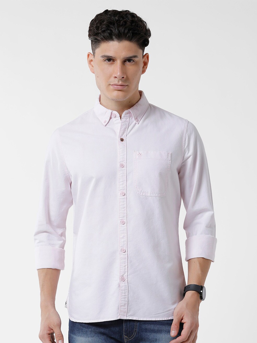 

WROGN Men Slim Fit Casual Pure Cotton Shirt, Pink