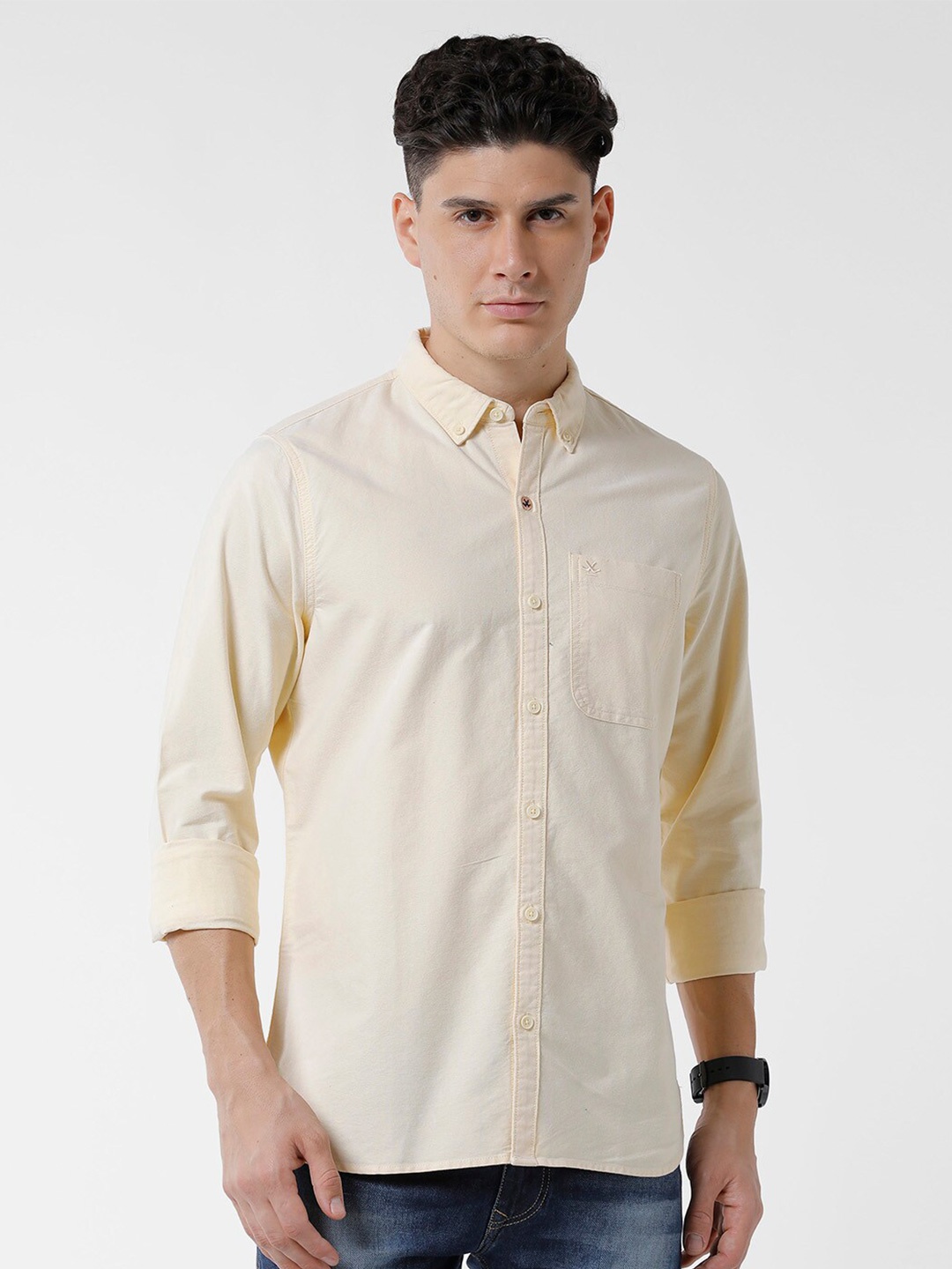 

WROGN Men Slim Fit Casual Pure Cotton Shirt, Yellow