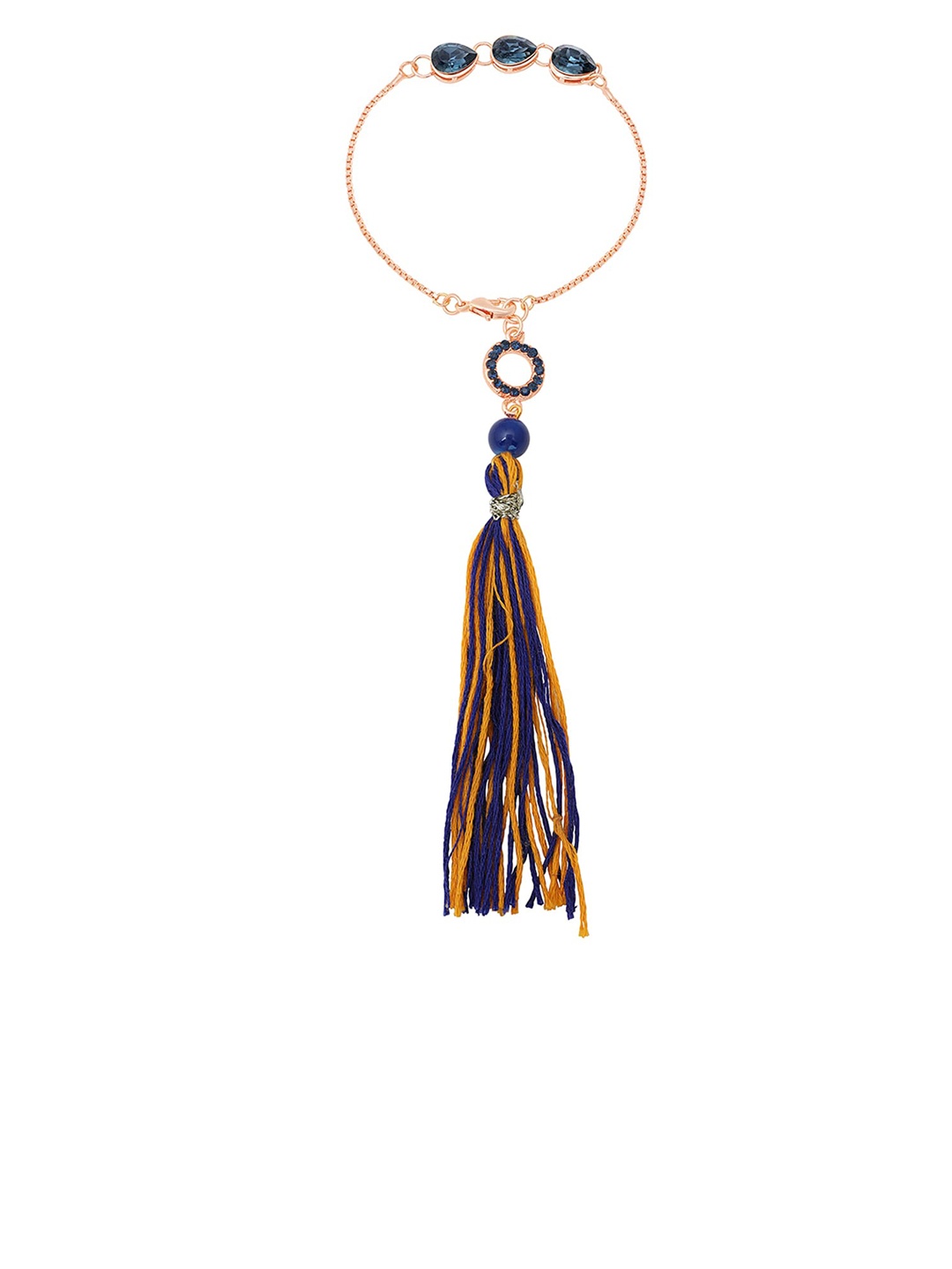 

Mahi Women Stone-Studded Teardrop Shaped Tassel Lumba, Blue