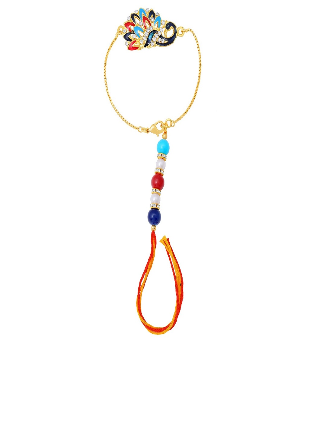 

Mahi Women Peacock Shaped Meenakari Lumba Rakhi, Blue