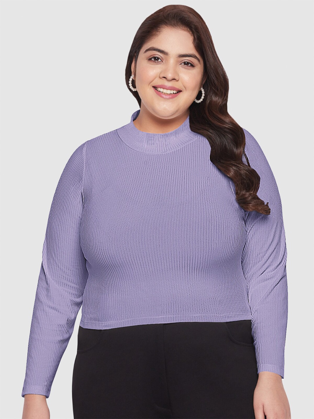

wild U Plus Size Women High Neck T-shirt, Purple
