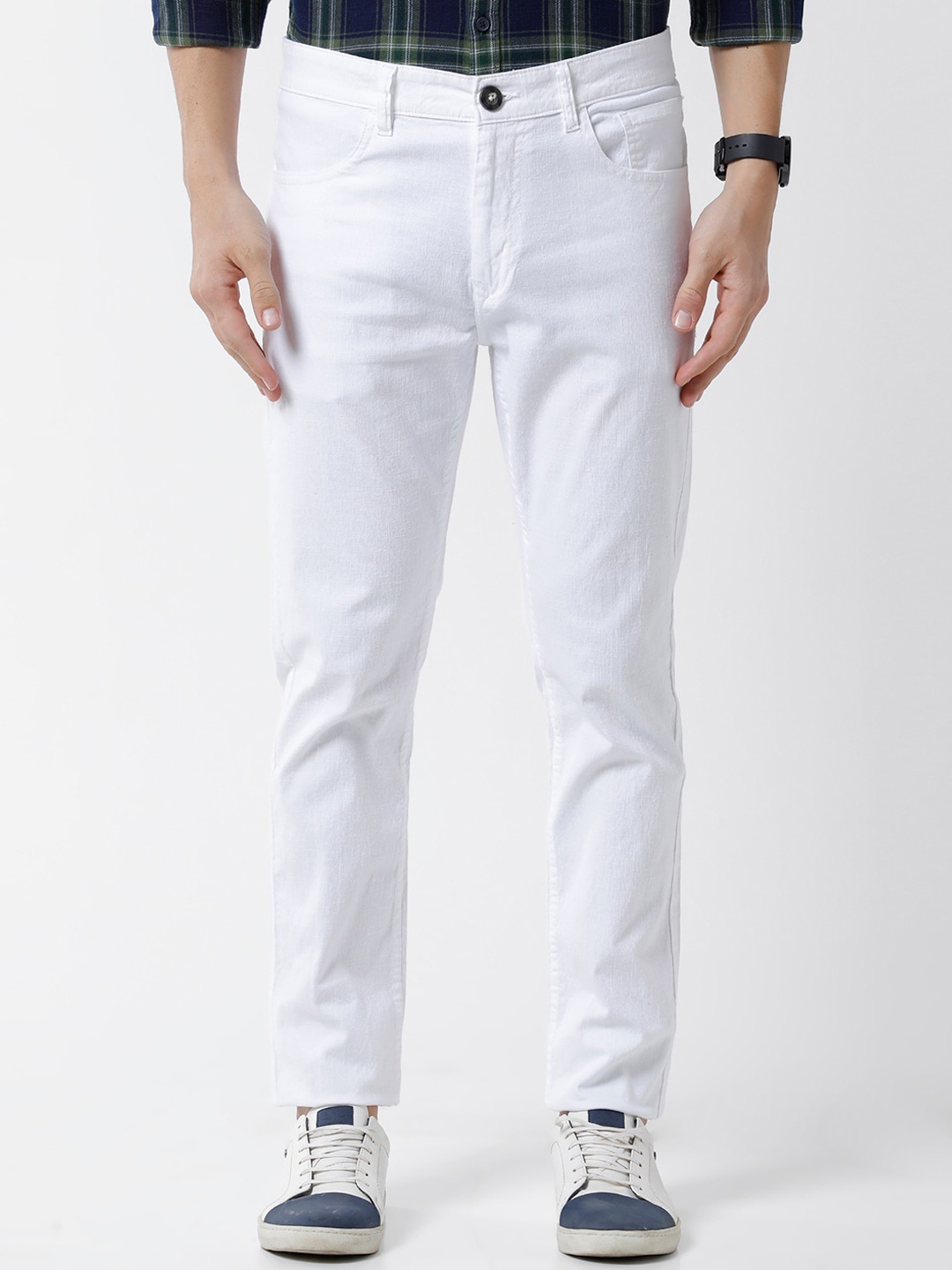 

WROGN Men Cotton Slim Fit Trousers, White