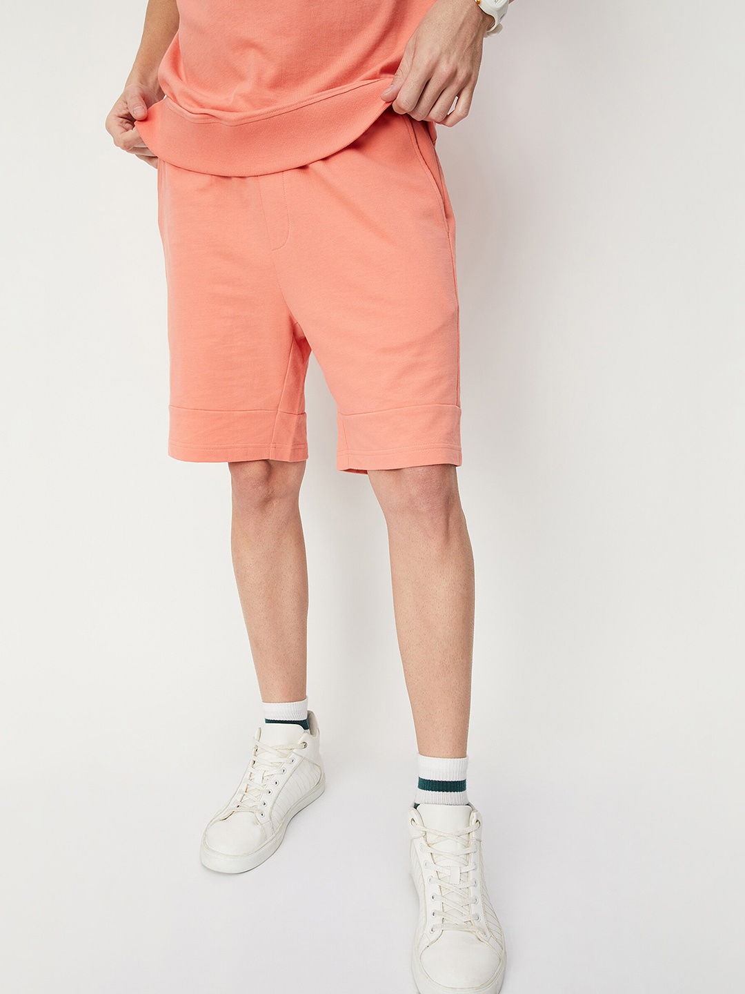 

max Men Mid Rise Pure Cotton Regular Shorts, Peach