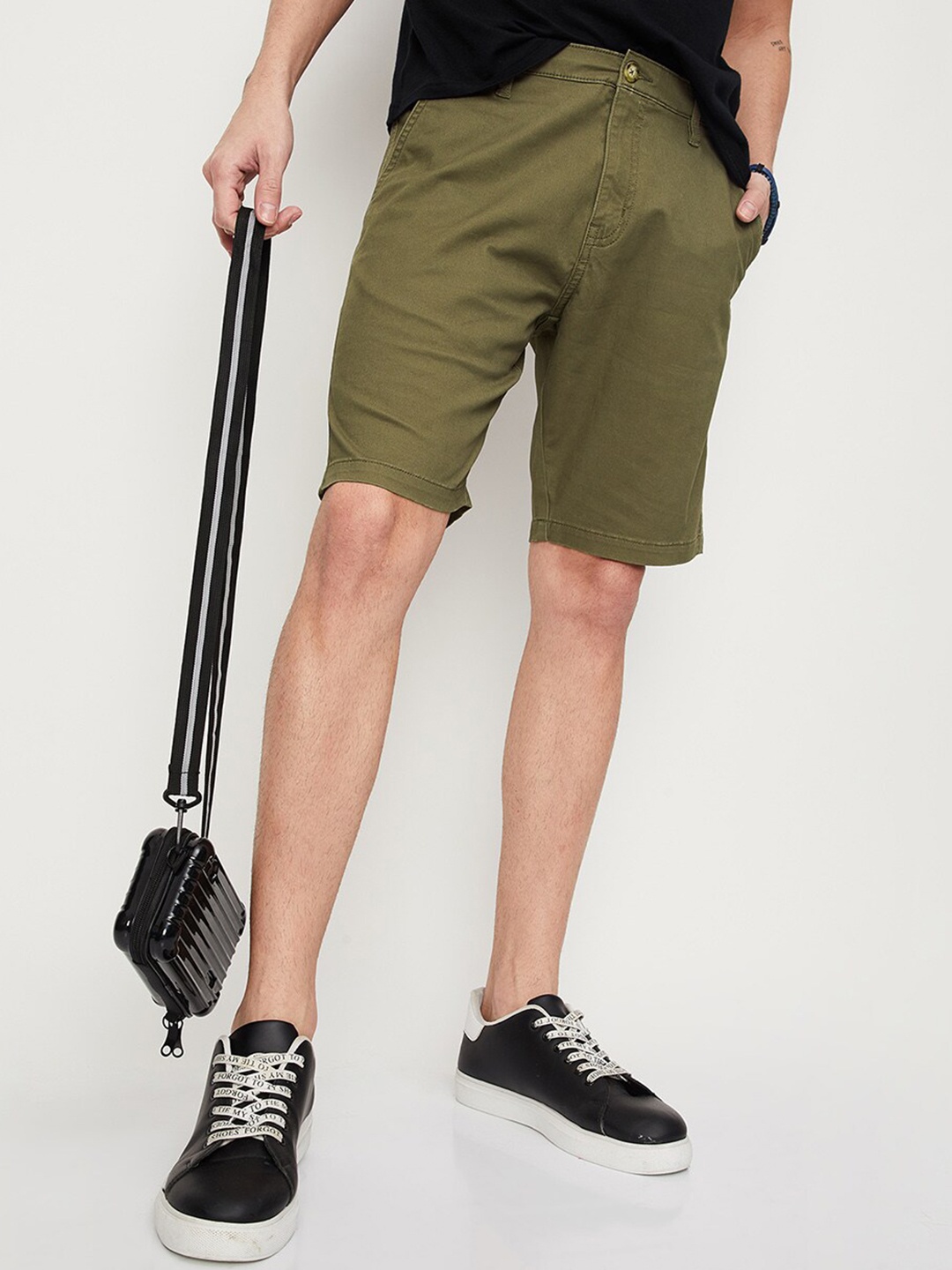 

max Men Mid-Rise Cotton Chino Shorts, Green