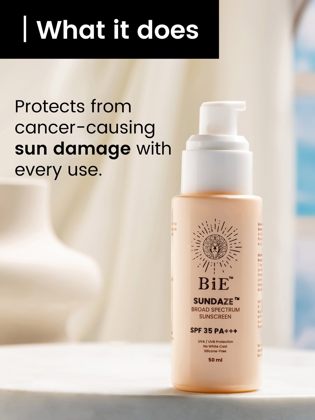 

BiE- BEAUTY IN EVERYTHING SPF 35+++ Sundaze Broad Spectrum Sunscreen - 50ml, Peach