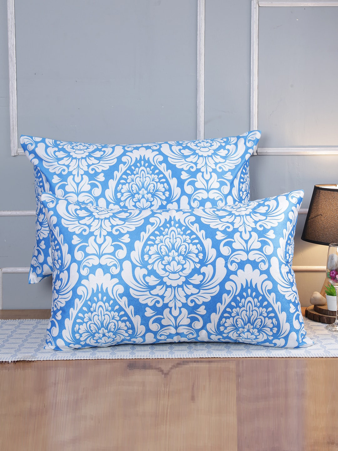 

ROMEE Blue & White 2 Pieces Printed Pillow Covers