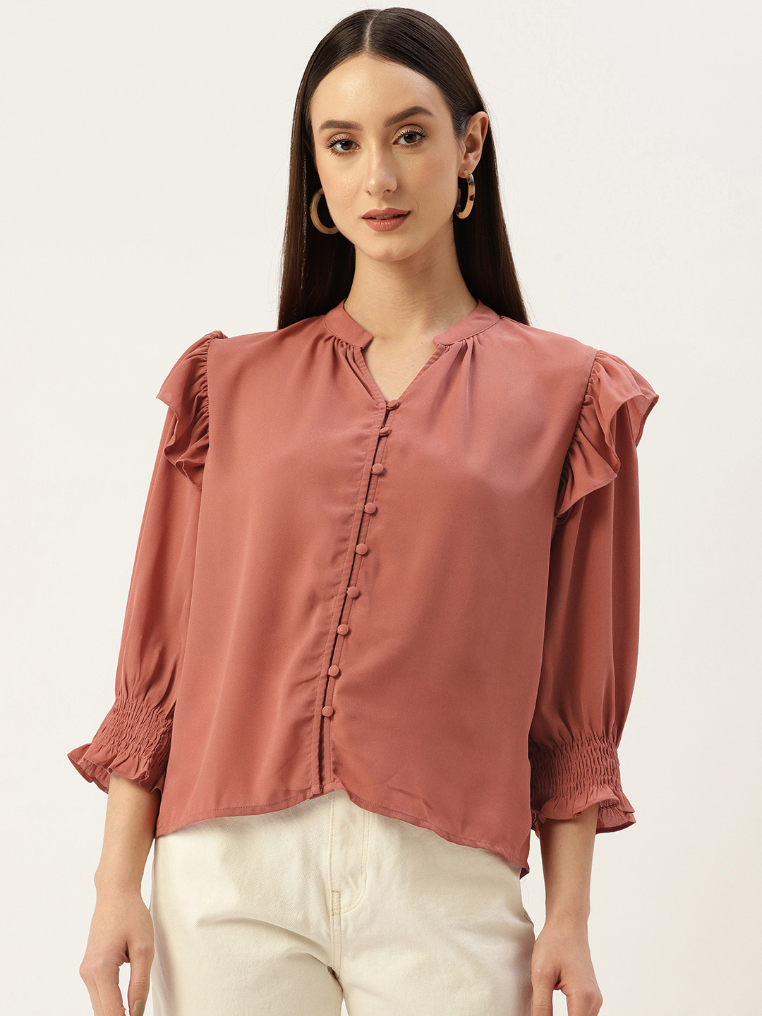 

Madame Ruffle Detail Top, Rose