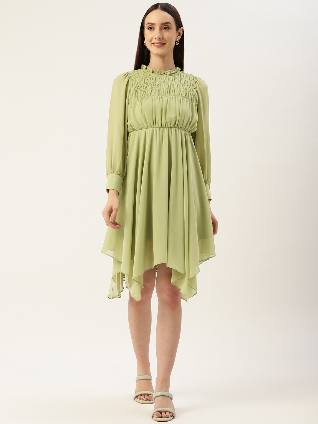 

Madame Smocked Detail Fit & Flare Dress, Green