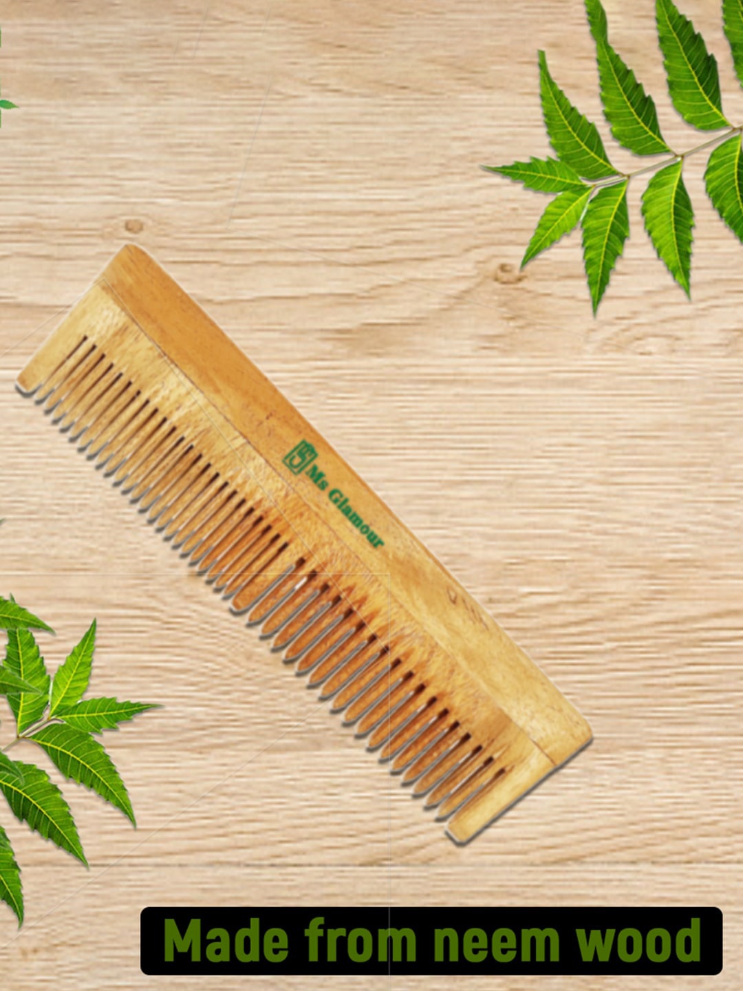 

MS Glamour Pure Neem Wooden Comb Treated With Neem Oil, Beige