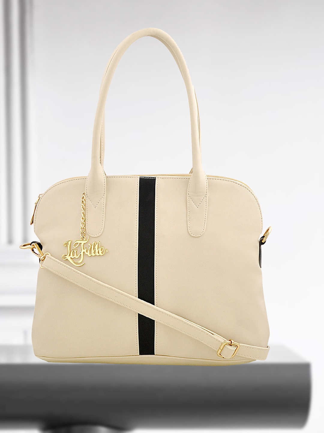 

LaFille Colourblocked Structured Shoulder Bag, Cream