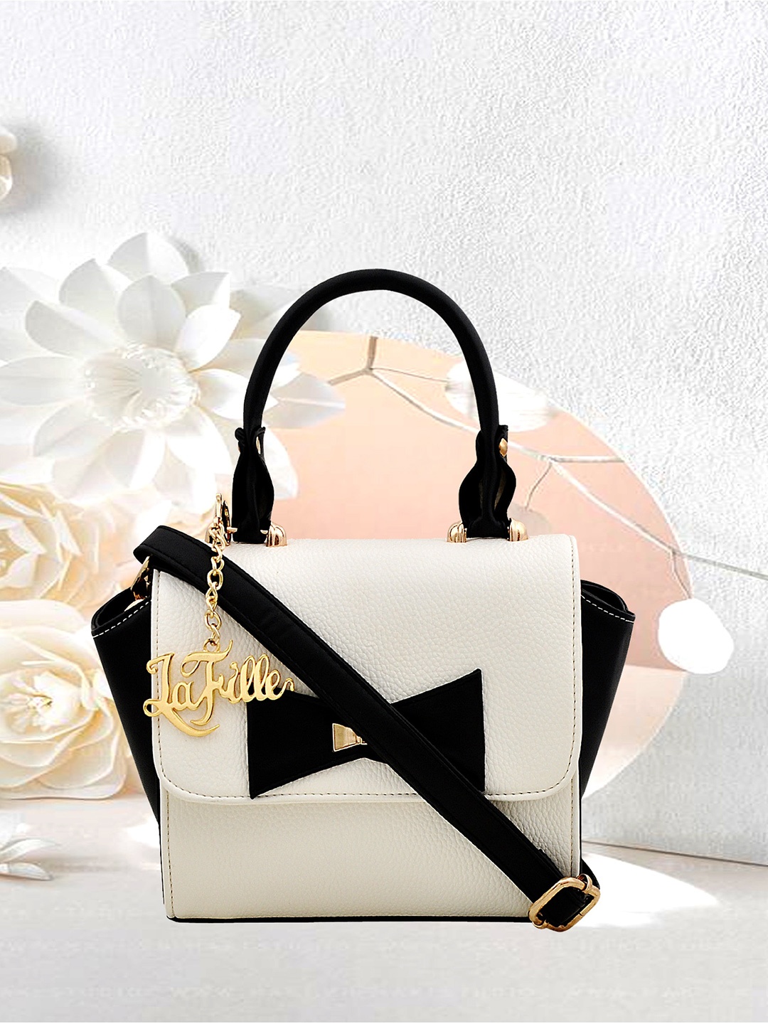 

LaFille Embellished PU Shopper Satchel with Bow Detail, Black