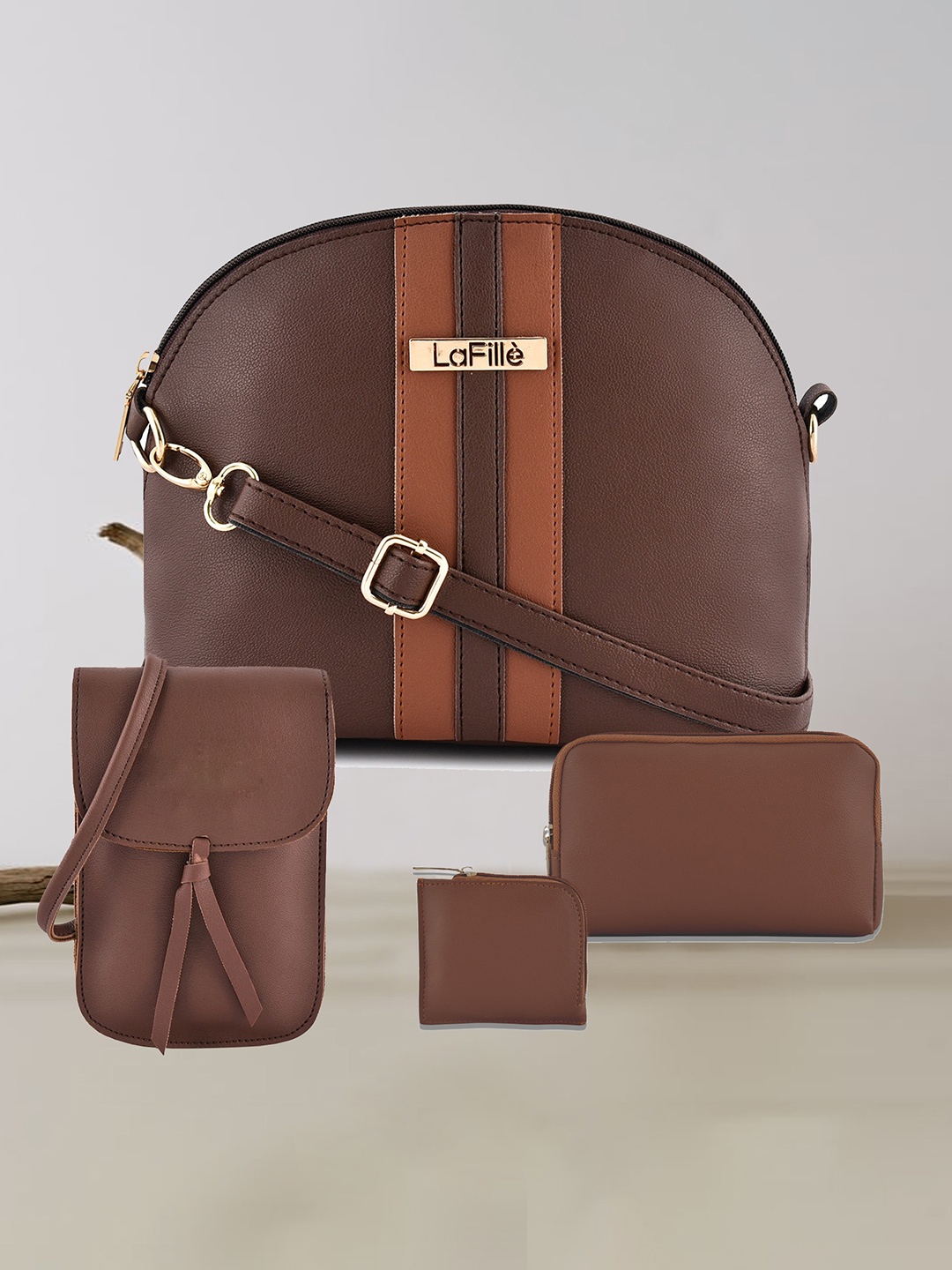 

LaFille Set Of 4 Structured Sling Bag, Brown