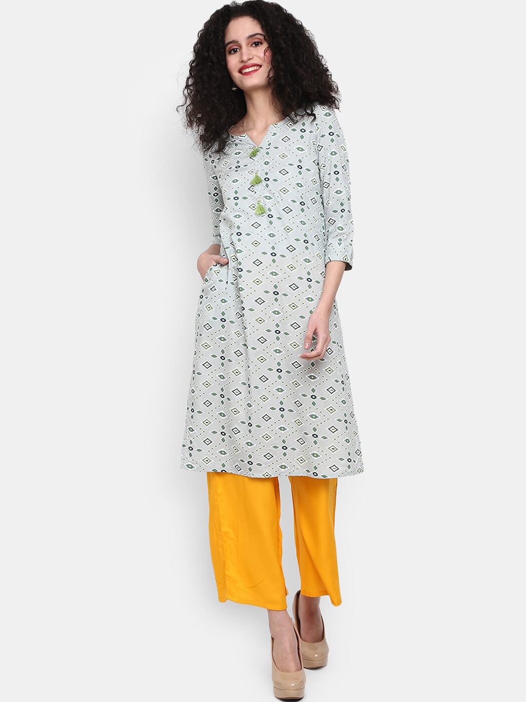 

V-Mart Floral Printed Floral Cotton Kurta, Green