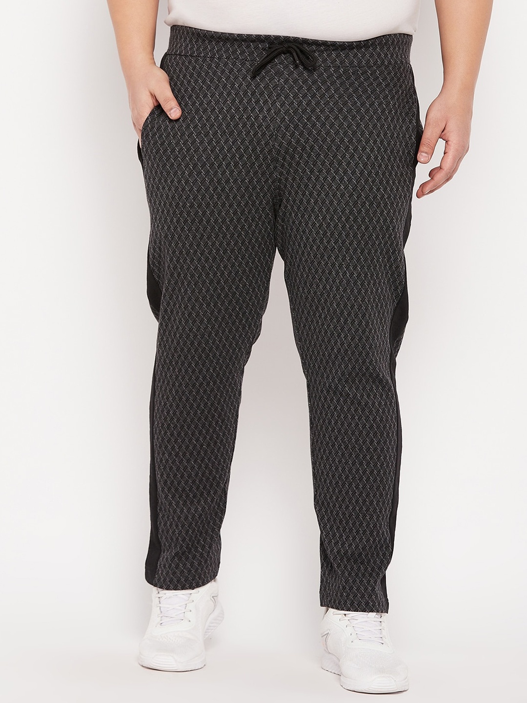 

AUSTIVO Men Plus Size Checked Cotton Track Pant, Grey