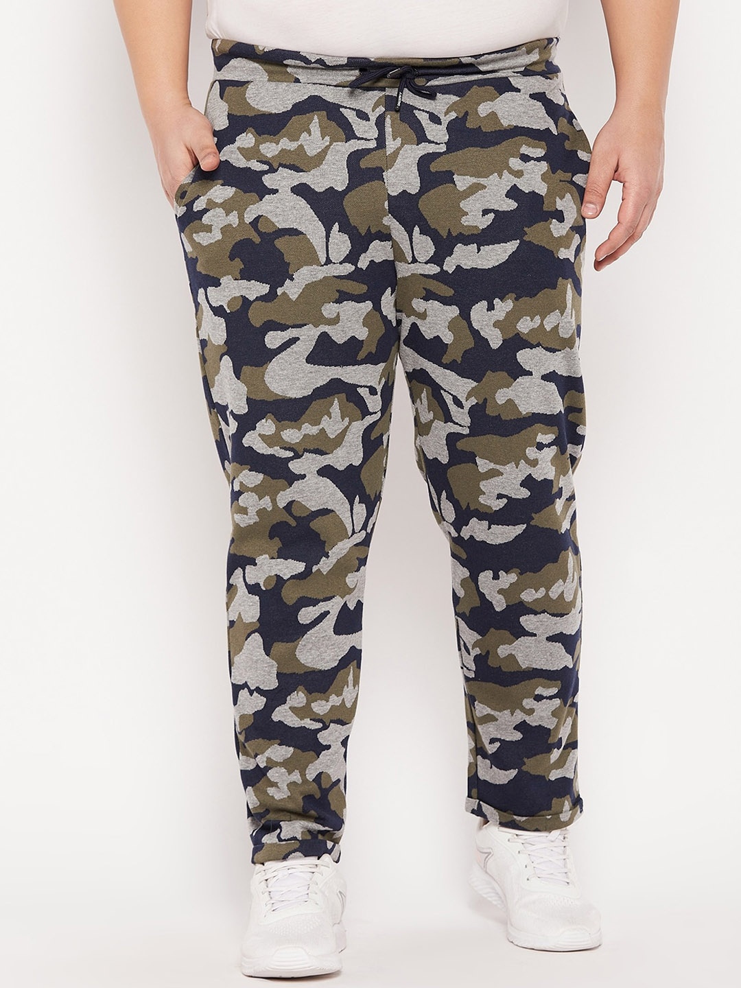 

AUSTIVO Men Plus Size Printed Cotton Track Pants, Blue