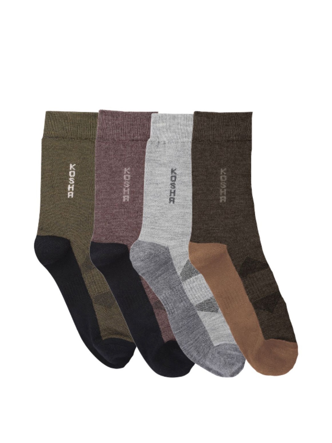 

Kosha Men Pack Of 4 Colourblocked Calf Length Socks, Brown