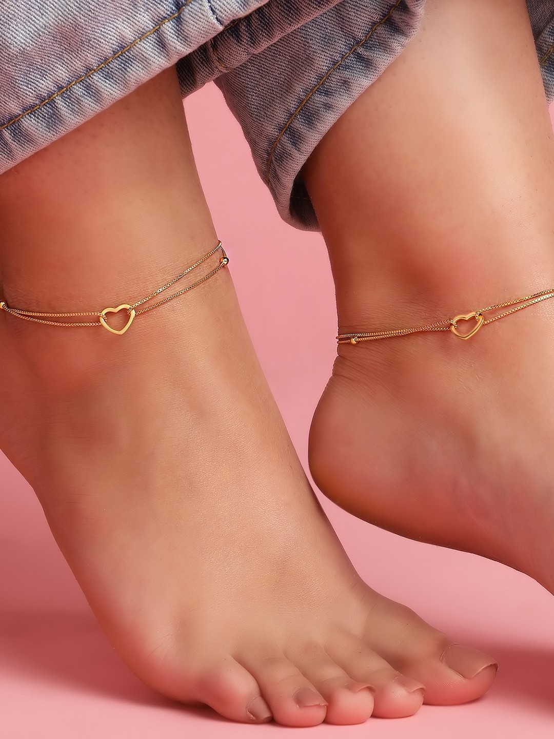 

Zavya Women Set of 2 Rose Gold Plated Sterling Silver Anklets