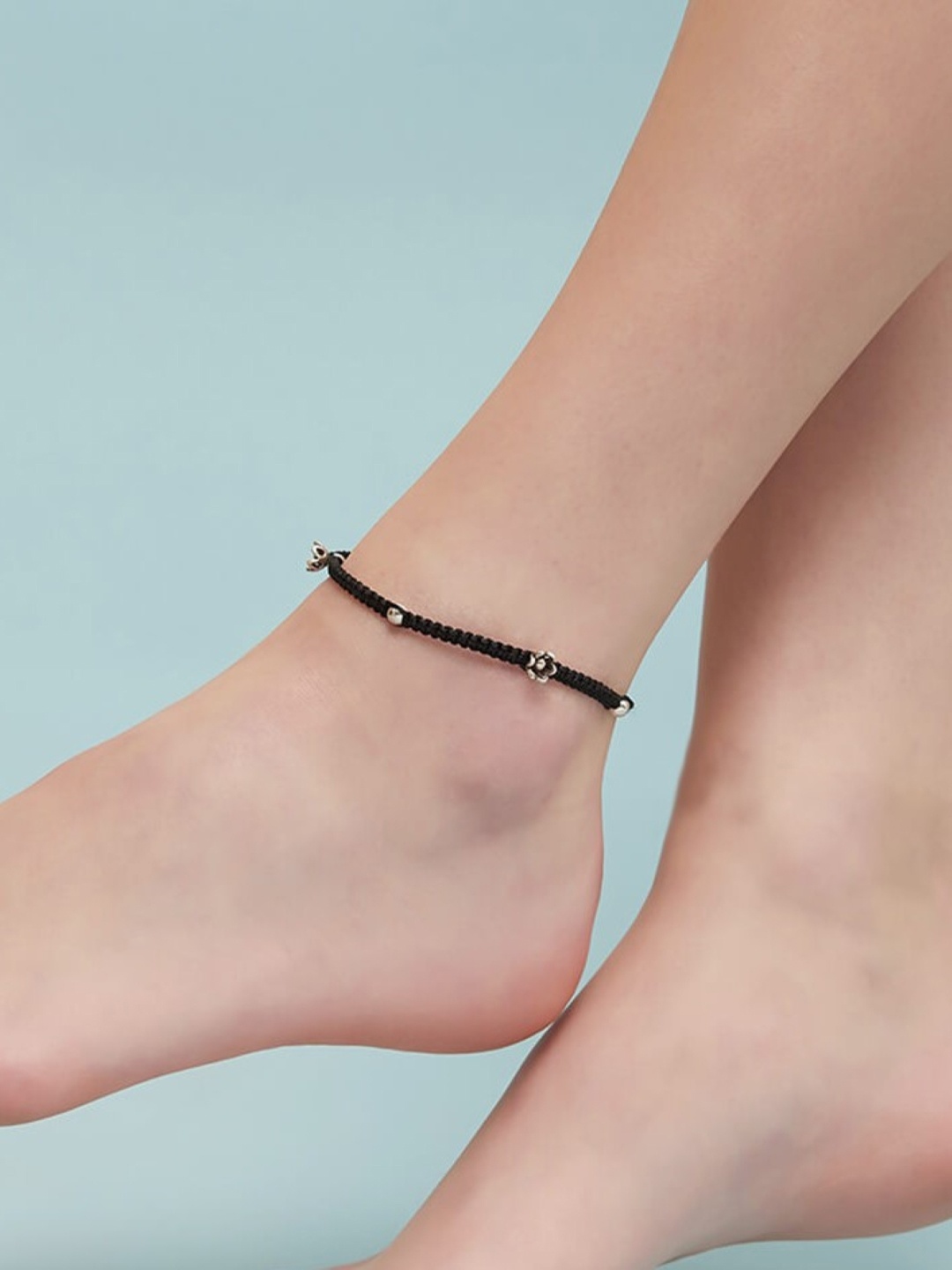

Zavya Women Silver Plated Sterling Silver Anklet, Black
