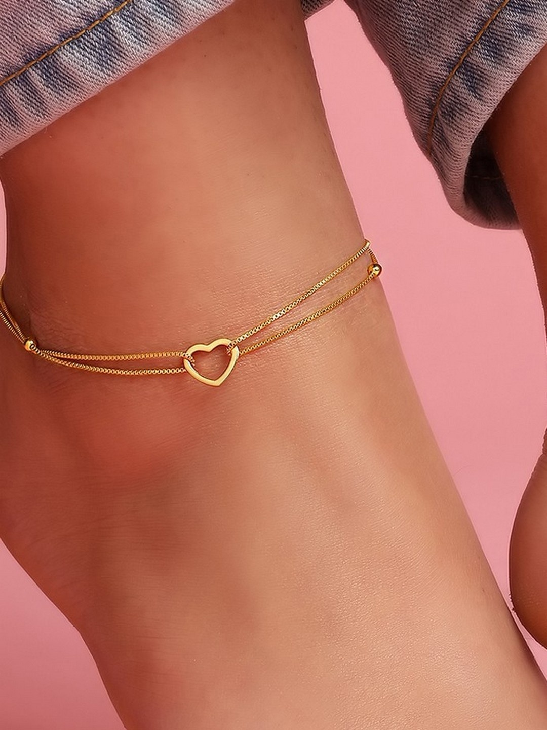 

Zavya Women Gold Plated Sterling Silver Anklet, Rose gold