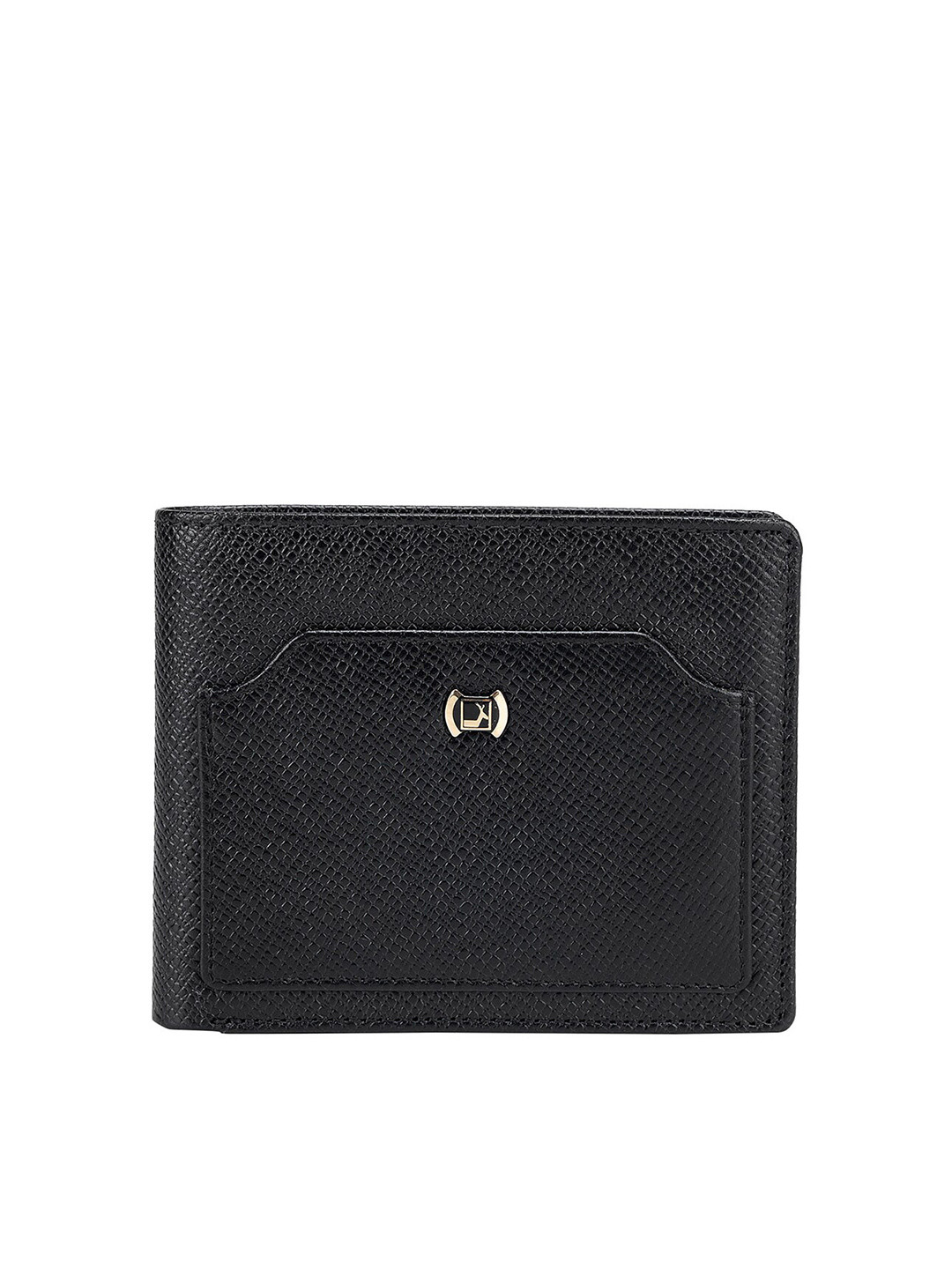 

Da Milano Men Textured Leather Two Fold Wallet, Black